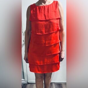 Mango Vibrant Red Tiered Mini Dress